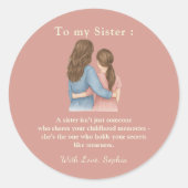 To My Sister – Classic Round Photo Sticker (Voorkant)