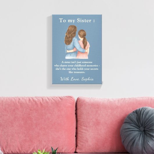 To My Sister – Custom Photo Canvas Print (Insitu (Woonkamer))