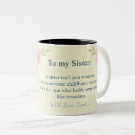 To My Sister – Custom Photo Coffee Mug Tweekleurige Koffiemok
