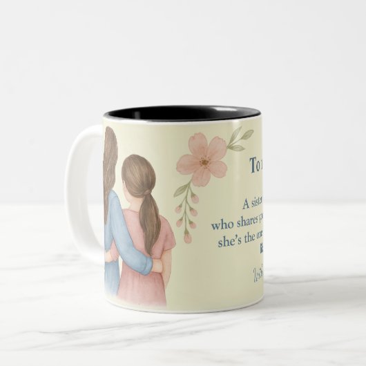 To My Sister – Custom Photo Coffee Mug Tweekleurige Koffiemok (Voorkant links)