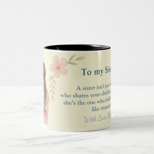 To My Sister – Custom Photo Coffee Mug Tweekleurige Koffiemok (Center)