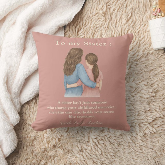 To My Sister – Custom Photo & Message Pillow Kussen (Deken)