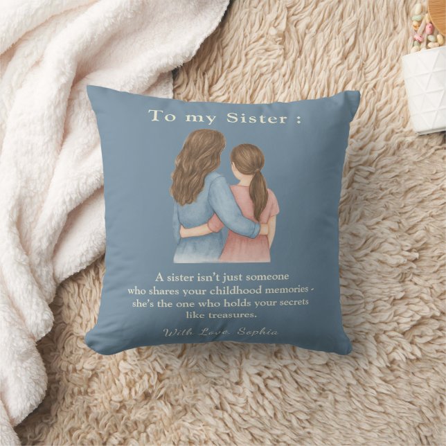 To My Sister – Custom Photo & Message Pillow Kussen (Deken)