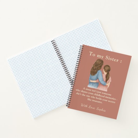 To My Sister – Custom Photo Notebook Gift Notitieboek (Binnen)