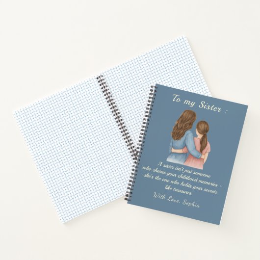 To My Sister – Custom Photo Notebook Gift Notitieboek (Binnen)
