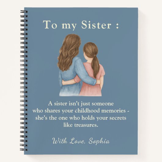 To My Sister – Custom Photo Notebook Gift Notitieboek (Voorkant)
