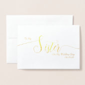 To My Sister on My Wedding Day Elegant Script Folie Kaarten (Voorkant met envelop)