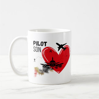 "To My Son - Fly High, Dream Big Pilot Mok" Koffiemok