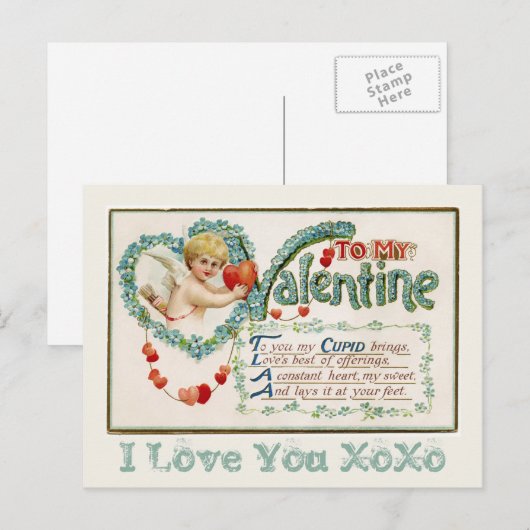 To My Valentine Cupid Custom Postcard Feestdagenkaart (Voorkant / Achterkant)