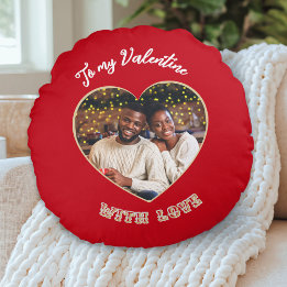 To My Valentine | Custom Photo Heart Red Rond Kussen