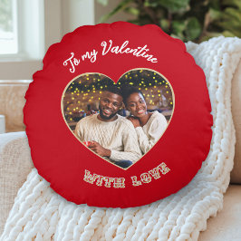 To My Valentine | Custom Photo Heart Red Rond Kussen