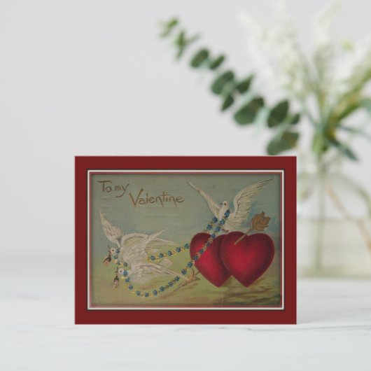 To My Valentine Hearts & Doves Valentine Postcard Feestdagenkaart (Staand voorkant)