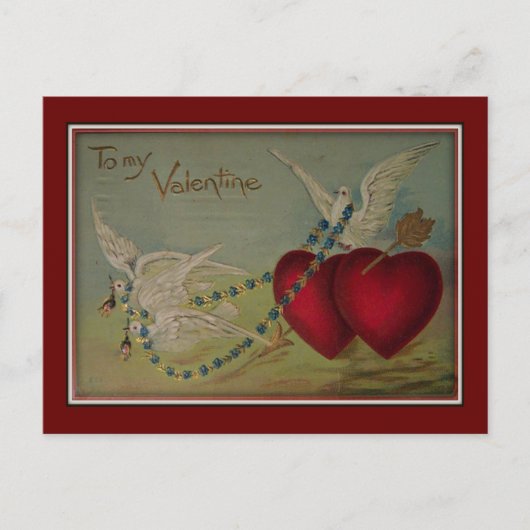 To My Valentine Hearts & Doves Valentine Postcard Feestdagenkaart (Voorkant)