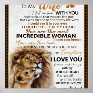 To My Wife Lion Gift, Love Wife Birthday Gift Idea Poster