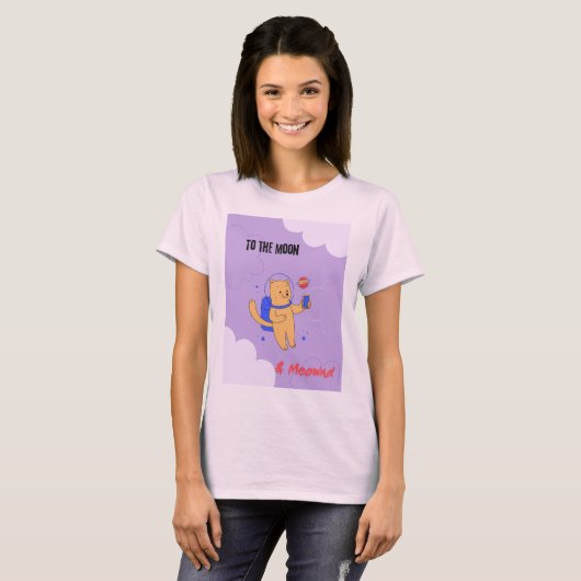 To the moon & Meownd T-shirt (Voorkant volledig)