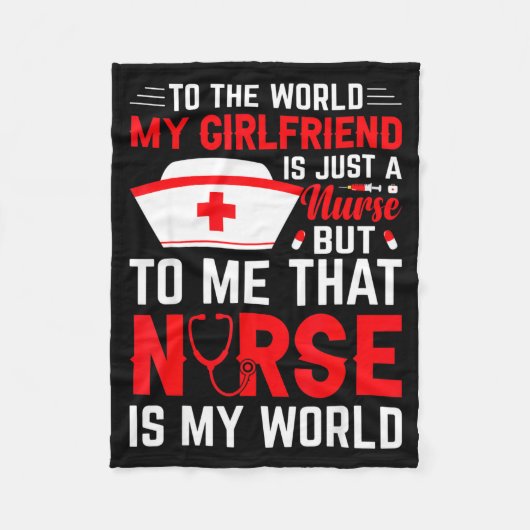 To The World My Girlfriend Is Just A Nurse Funny V Fleece Deken (Voorkant)