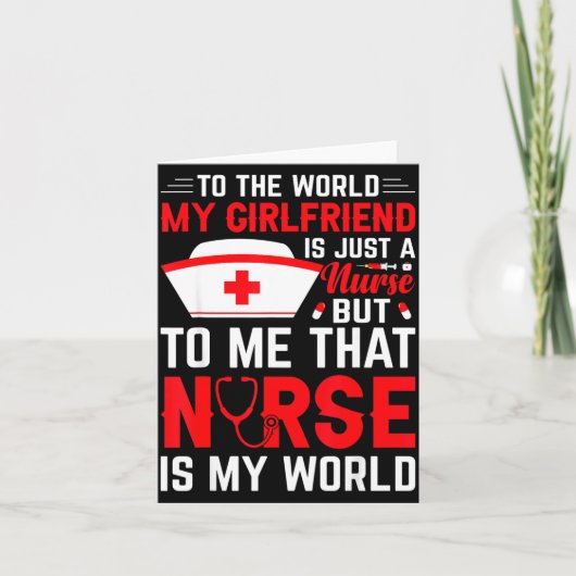 To The World My Girlfriend Is Just A Nurse Funny V Kaart (Voorkant)