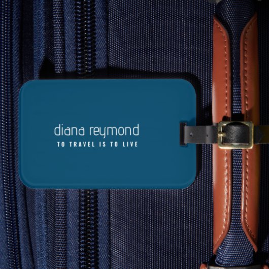 'To Travel is to Live' eenvoudig minimalistisch Bagagelabel (Voorkant Insitu 4)