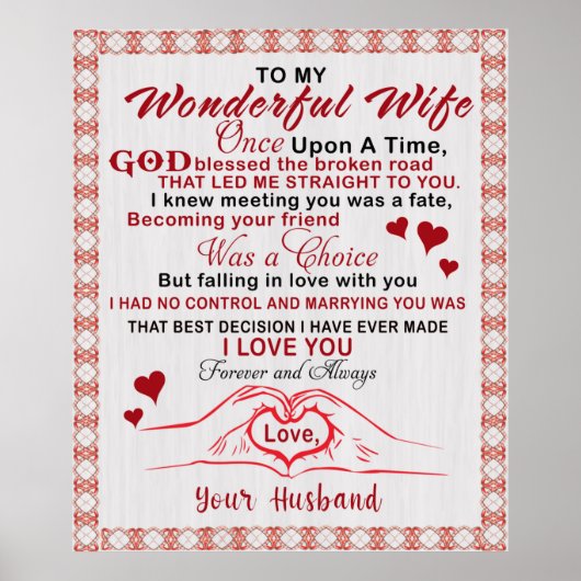 To Wonderful Wife I Knew Meeting You Was A Fate Poster (Voorkant)