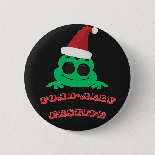 Toad-ally Festive Christmas Frog _ Cute Holiday De Ronde Button 5,7 Cm (Voorkant)