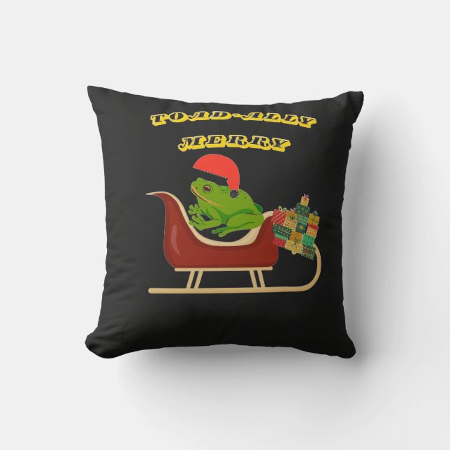 Toad-ally Merry Frog Kerst T-shirt Kussen (Voorkant)