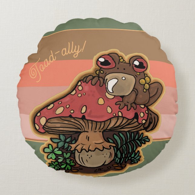 Toad-allyToadstool Toad Rond Kussen (Voorkant)
