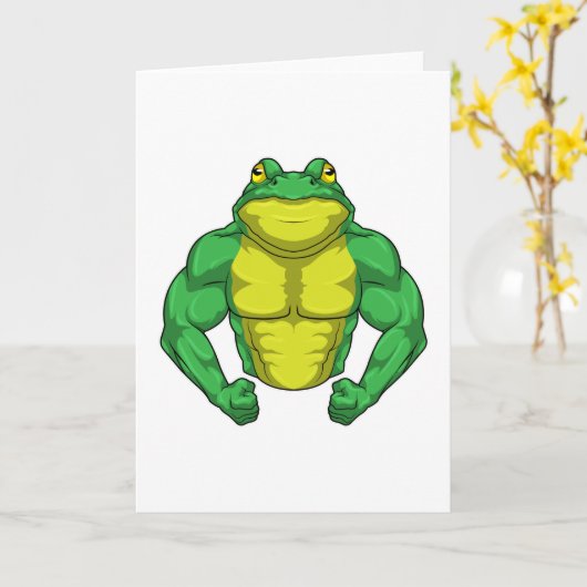 Toad als Bodybuilder met grote spieren Kaart (Gele Bloem)