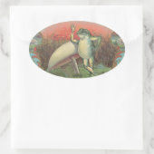 Toad en paddenstoel ovale sticker (Tas)