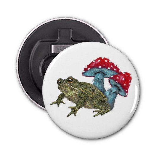 Toad en Toadstool Button Flesopener (Voorkant)