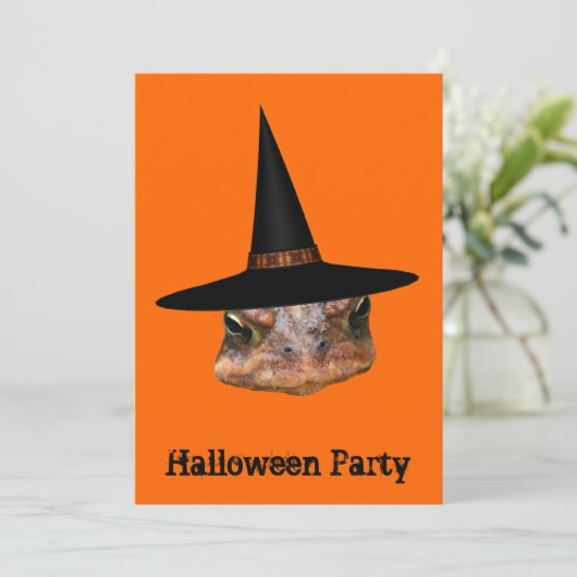 Toad Face Witch Pet Halloween Uitnodiging (Staand voorkant)