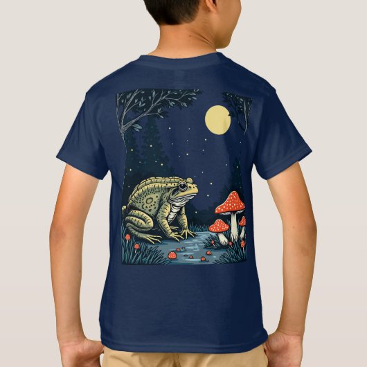 Toad Foraging Toadstools In A Moonlit Woodland T-shirt (Achterkant)