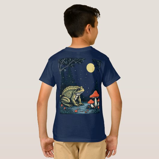 Toad Foraging Toadstools In A Moonlit Woodland T-shirt (Achterkant volledig)