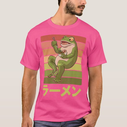 Toad Frog eet Ramen soep voor een kikker jager T-shirt (Voorkant)