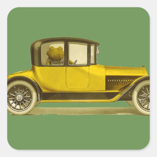 Toad in een auto-Wind in de Willows Vierkante Sticker (Voorkant)
