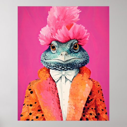 Toad in Funky Suits Dierlijke Mode Art Pink Poster (Voorkant)