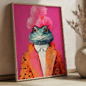 Toad in Funky Suits Dierlijke Mode Art Pink Poster