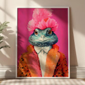 Toad in Funky Suits Dierlijke Mode Art Pink Poster