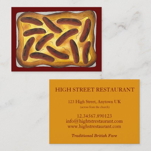 Toad in het Hole British Pub Restaurant Eten Visitekaartje (Voorkant / Achterkant)