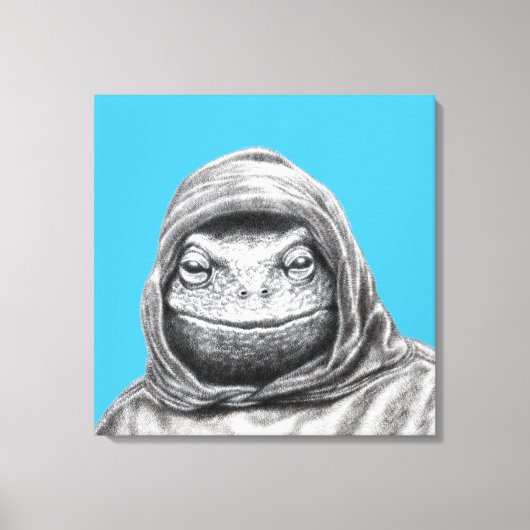 Toad in Hoodie (Old-School Blue) Canvas Afdruk (Voorkant)