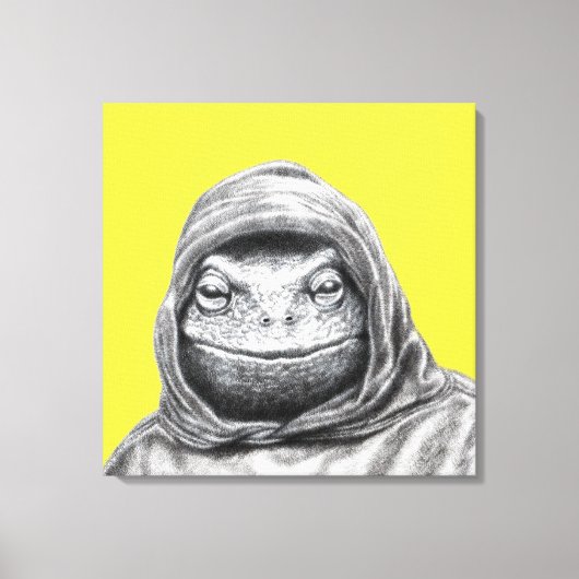 Toad in Hoodie (Retro Geel) Canvas Afdruk (Voorkant)
