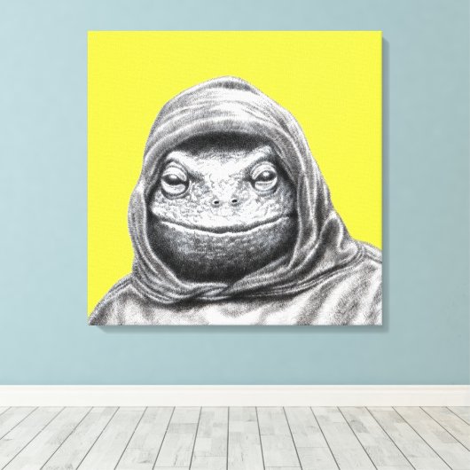 Toad in Hoodie (Retro Geel) Canvas Afdruk (Insitu (Houten vloer))