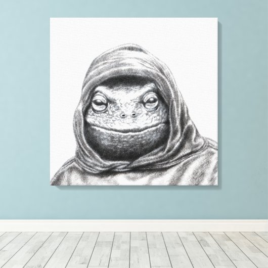 Toad in Hoodie (Sneeuw) Canvas Afdruk (Insitu (Houten vloer))