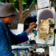 Toad met filosofische schilderingen