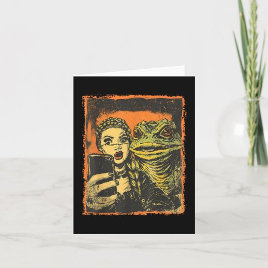 Toad Monster Selfie Met Goth Girl Horror Strip  Kaart (Voorkant)