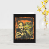 Toad Monster Selfie Met Goth Girl Horror Strip  Kaart (Gele Bloem)