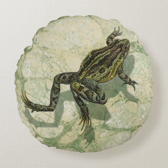 Toad Swinning in het water Rond Kussen (Voorkant)