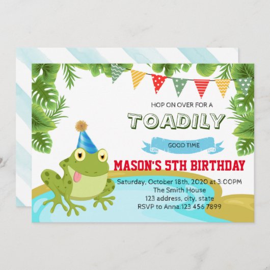 Toad-verjaardagsuitnodiging Kaart (Voorkant / Achterkant)