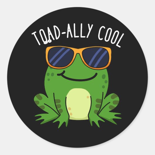 Toadally Cool Funny Toad Pun Dark BG Ronde Sticker (Voorkant)