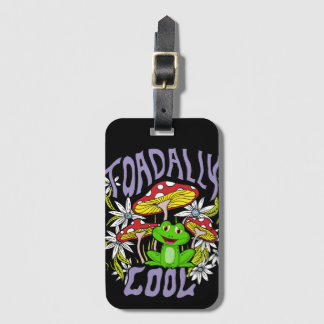 Toadally Cool Kleurrijke bloemen- en kikkertypogra Bagagelabel