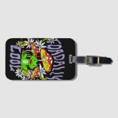 Toadally Cool Kleurrijke bloemen- en kikkertypogra Bagagelabel (Voorkant (horizontaal))